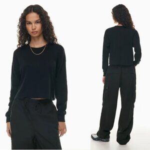 Tna ALAMO Thermal Cropped Long Sleeve Shirt - HEATHER BLACK